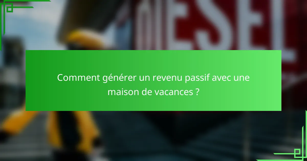 Comment générer un revenu passif avec une maison de vacances ?