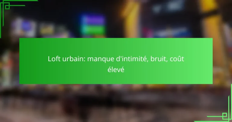 Loft urbain: manque d’intimité, bruit, coût élevé