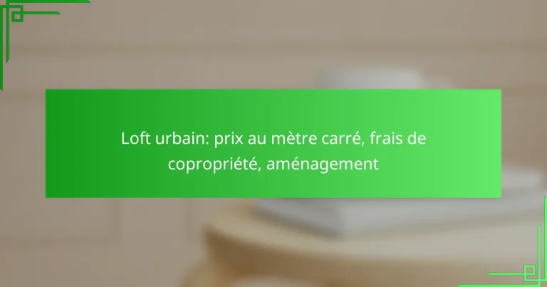 Loft urbain: prix au mètre carré, frais de copropriété, aménagement