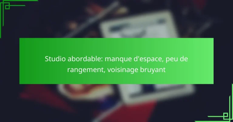 Studio abordable: manque d’espace, peu de rangement, voisinage bruyant