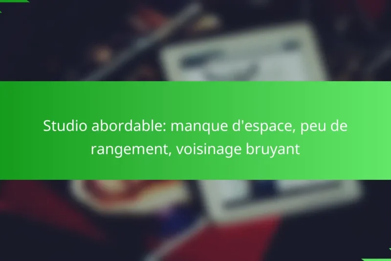 Studio abordable: manque d’espace, peu de rangement, voisinage bruyant